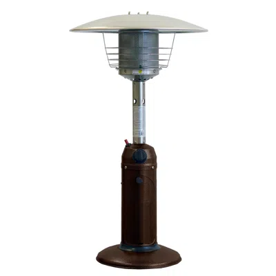 Homezia 11000 Btu Bronze Steel Propane Cylindrical Pole Tabletop Patio Heater In Brown