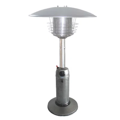 Homezia 11000 Btu Silver Steel Propane Cylindrical Pole Tabletop Patio Heater In Metallic