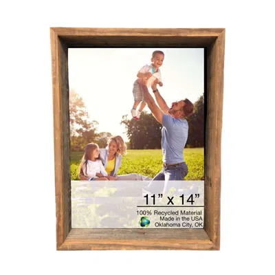 Homezia 11x14 Rustic Weathered Grey Box Picture Frame With Hanger In Brown