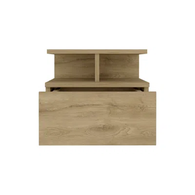 Homezia 12" Beige One Drawer Faux Wood Floating Nightstand