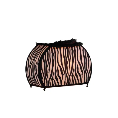 Homezia 12" Black And White Funky Zebra Pattern Novelty Table Lamp