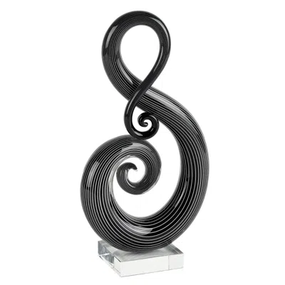 Homezia 12" Black And White Murano Glass Modern Abstract Tabletop Sculpture