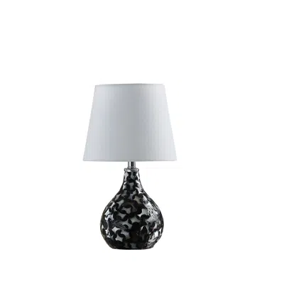 Homezia 12" Black Table Lamp With White Globe Shade In Burgundy