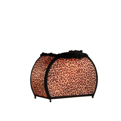 Homezia 12" Brown And White Funky Leopard Pattern Novelty Table Lamp In Multi