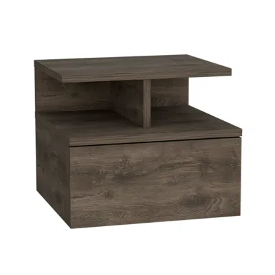 Homezia 12" Brown One Drawer Faux Wood Floating Nightstand