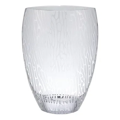 Homezia 12" Clear And Frosted Abstract Oval Crystal Table Vase