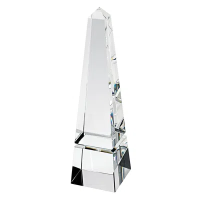 Homezia 12" Clear Crystal Obelisk Statue In Metallic