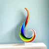 Homezia 12" Clear Red Blue Yellow Murano Glass Modern Abstract Tabletop Sculpture