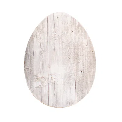 Homezia 12" Farmhouse White Wwash Wooden Large Egg