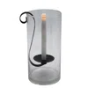 Homezia 12" Light Gray Seeded Glass Centerpiece Taper Candle Holder With Candle