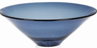 Homezia 12 Mouth Blown Crystal Midnight Blue Centerpiece Bowl In Multi