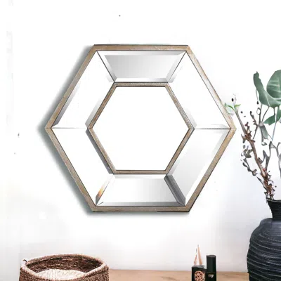 Homezia 12" Silver Hexagon Wall Mounted Accent Mirror