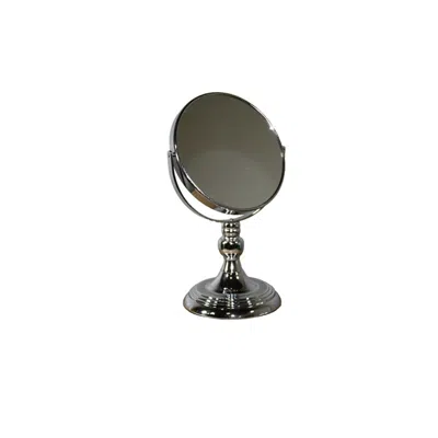 Homezia 12" Silver Round Metal Framed Makeup Shaving Tabletop Mirror
