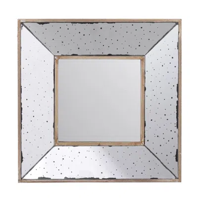 Homezia 12" Square Wall Mounted Vintage Style Glass Frame Accent Mirror