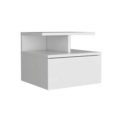 Homezia 12" White One Drawer Faux Wood Floating Nightstand