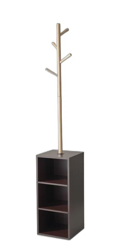 Homezia 12" X 12" X 69" Walnut Walnut Storage Coat Rack In Gold