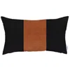 Homezia 12" X 20" Black And Brown Geometric Zippered Handmade Polyester Lumbar Pillow Cover
