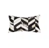 Homezia 12" X 20" Black And Off White Chevron Cowhide Throw Pillow
