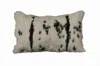 Homezia 12" X 20" Black And White Rabbit Zippered Natural Fur Animal Print Throw Pillow
