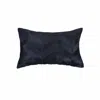 Homezia 12" X 20" Black Cowhide Throw Pillow