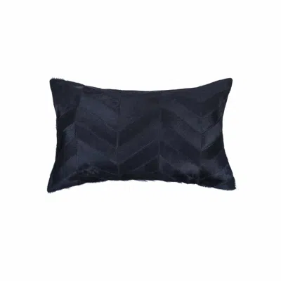 Homezia 12" X 20" Black Cowhide Throw Pillow