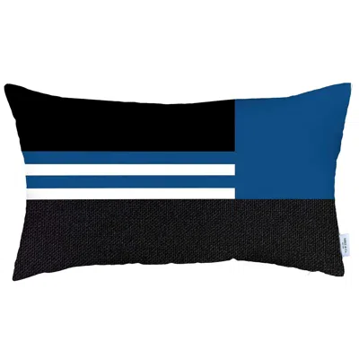 Homezia 12" X 20" Blue Striped Zippered Handmade Polyester Lumbar Pillow Cover