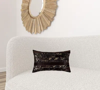 Homezia 12 X 20 Chocolate Cowhide Throw Pillow