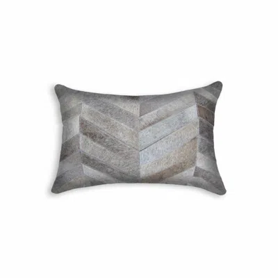 Homezia 12 X 20 Gray Chevron Cowhide Throw Pillow