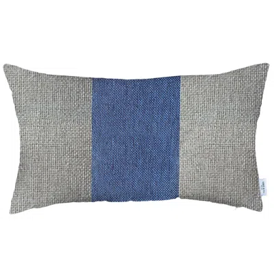 Homezia 12" X 20" Grey And Blue Geometric Zippered Handmade Polyester Lumbar Pillow Cover