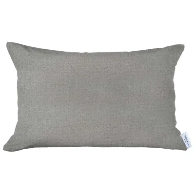 Homezia 12" X 20" Grey Solid Color Zippered Handmade Polyester Lumbar Pillow Cover In White