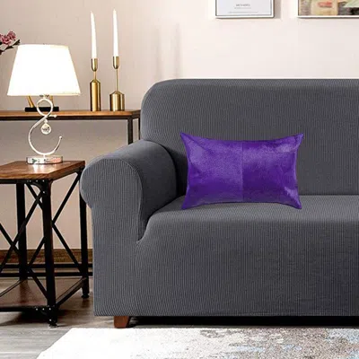 Homezia 12 X 20 Purple Cowhide Throw Pillow