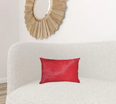 Homezia 12" X 20" X 5" Firecracker Cowhide Pillow