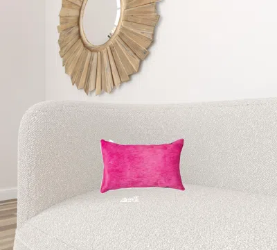 Homezia 12" X 20" X 5" Fuchsia Cowhide Pillow