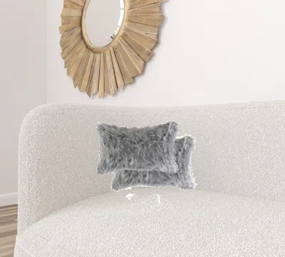 Homezia 12" X 20" X 5" Gray Faux Pillow 2 Pack