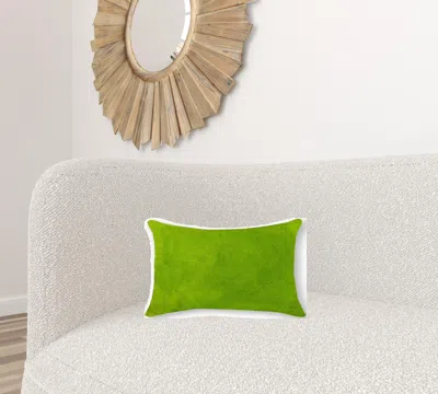 Homezia 12" X 20" X 5" Lime Cowhide Pillow