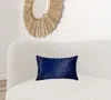 Homezia 12" X 20" X 5" Navy Torino Kobe Cowhide Pillow