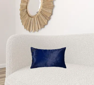 Homezia 12" X 20" X 5" Navy Torino Kobe Cowhide Pillow