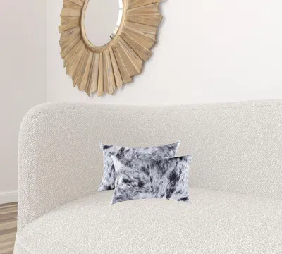 Homezia 12" X 20" X 5" Salt And Pepper Black And White Cowhide Pillow 2 Pack