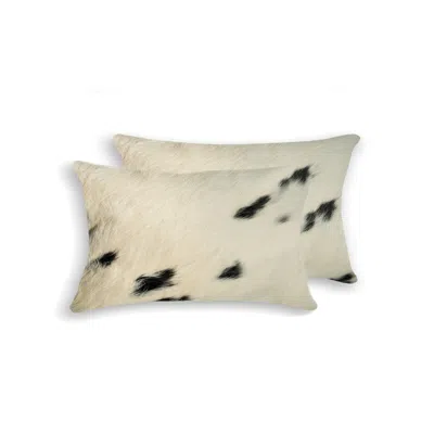 Homezia 12" X 20" X 5" White And Black Cowhide Pillow 2 Pack
