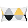Homezia 12" X 20" Yellow And White Polyester Pillow Cover