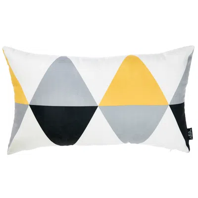 Homezia 12" X 20" Yellow And White Polyester Pillow Cover In Multi
