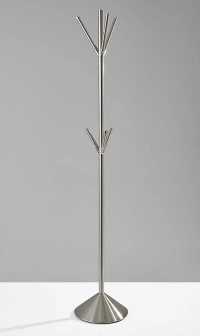 Homezia 12" X 68" Brushed Steel Brushed Steel Pyramid Coat Rack