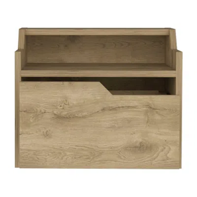 Homezia 13" Beige One Drawer Faux Wood Floating Nightstand