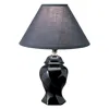 Homezia 13" Black Ceramic Bedside Table Lamp With Black Shade
