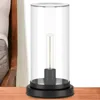 Homezia 13" Black Metal Table Lamp With Clear Drum Shade
