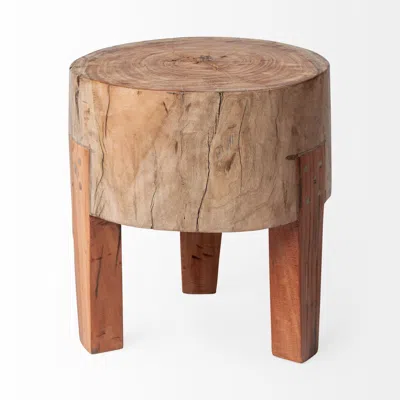Homezia 13" Brown Round Ottoman
