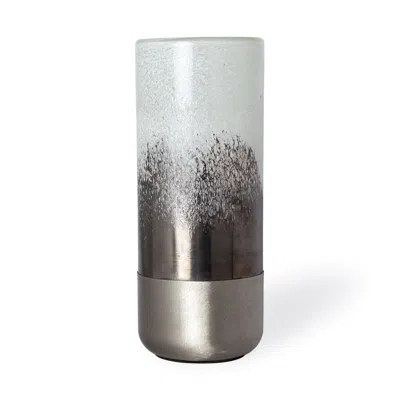 Homezia 13" Brushed Silver Glass Vase