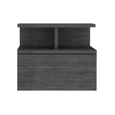 Homezia 13" Dark Gray One Drawer Faux Wood Floating Nightstand