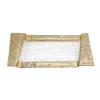 Homezia 13" Gold Glass Snack Or Vanity Tray In Multi