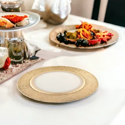 Homezia 13" Gold Leaf Glass Charger Plate In Multi